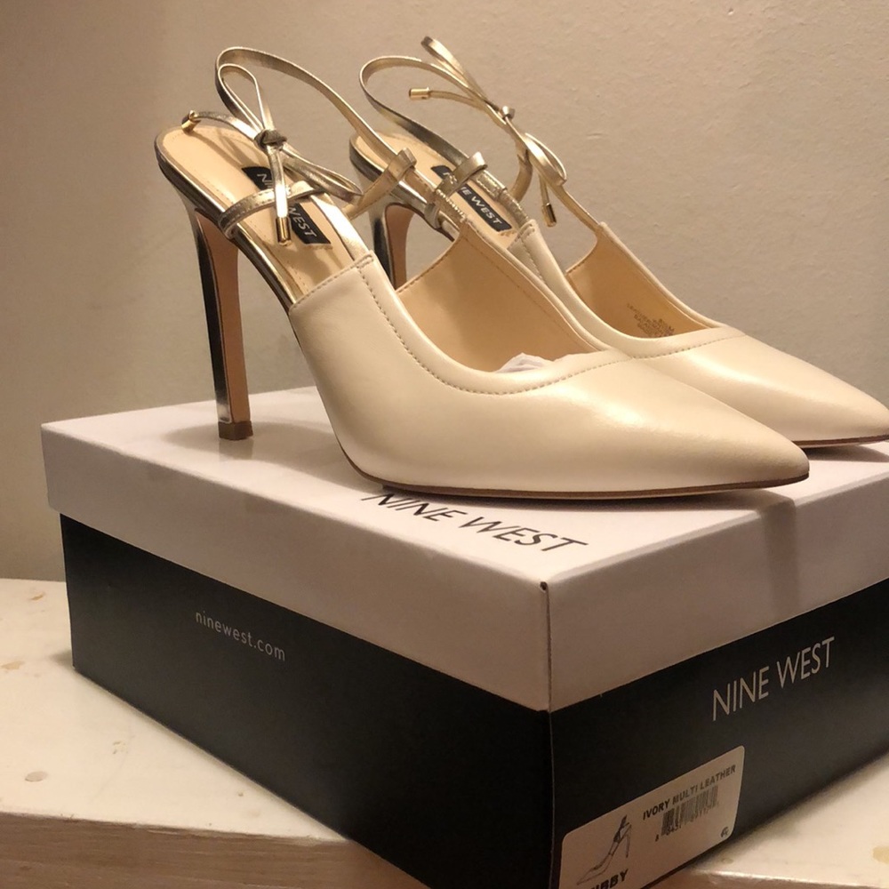 Ivory sling back pump